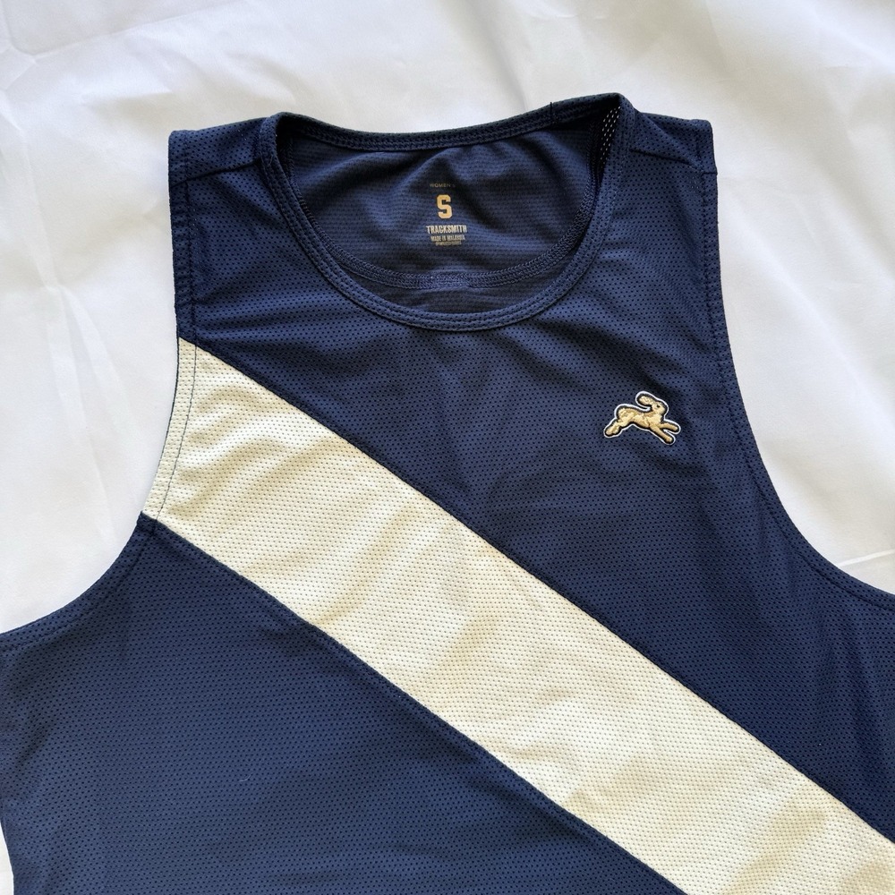 TRACKSMITH Van Cortlandt Race Day Singlet Navy White Women's Small Running Tank - Picture 6 of 13